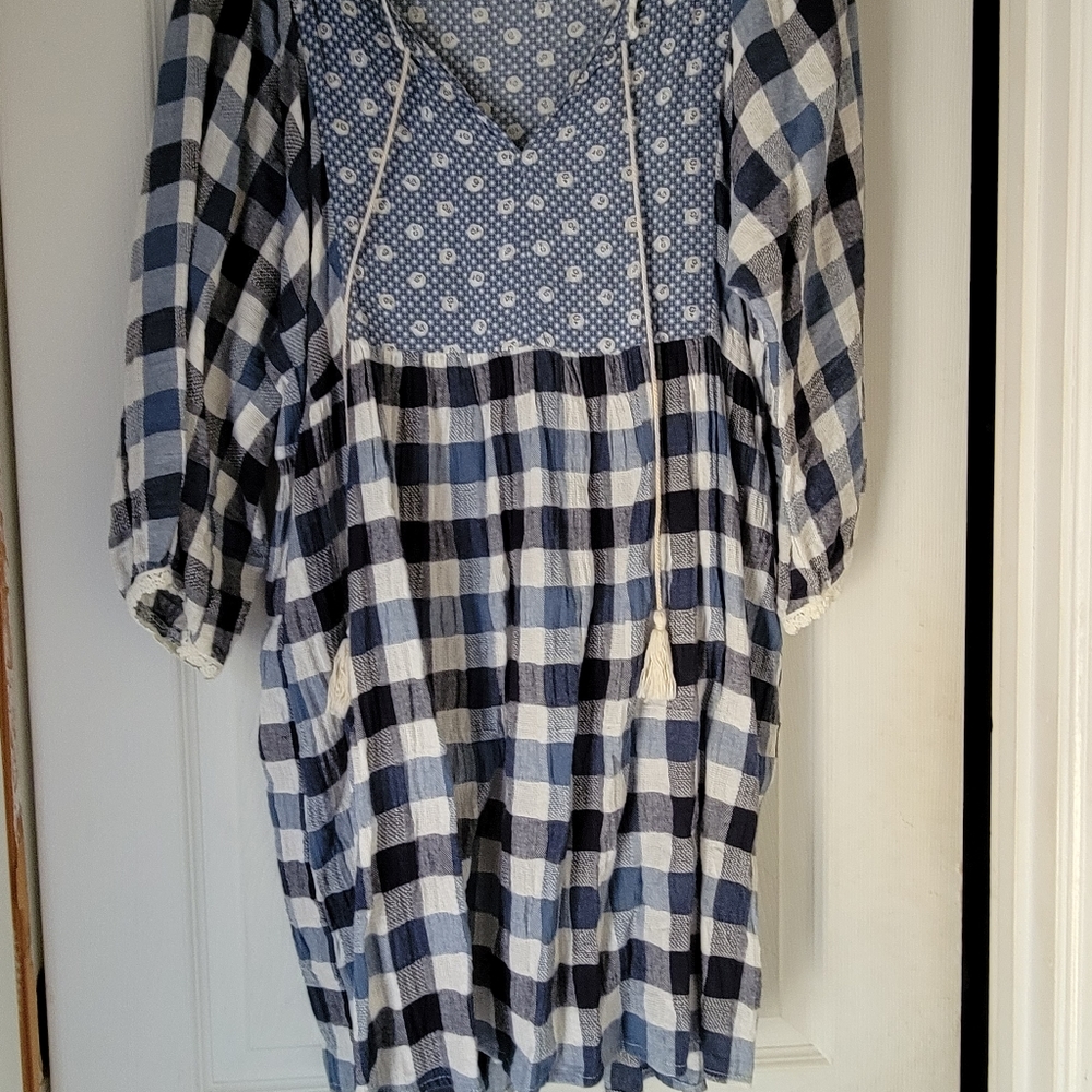 Umgee Dress Blue and White Dress Sz M - Picture 3 of 5
